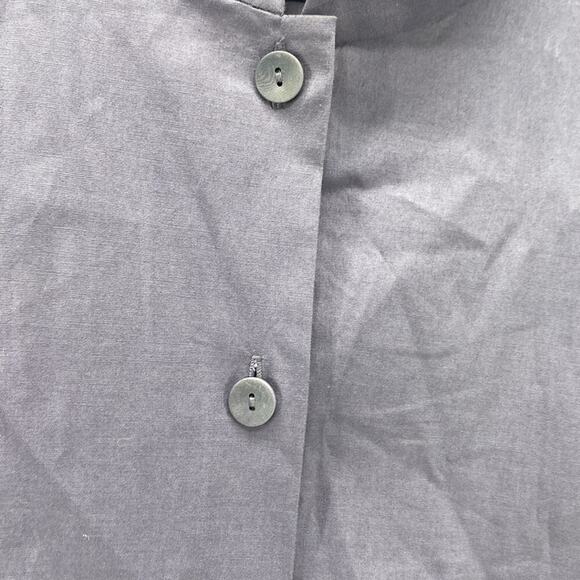 Eileen Fisher cotton mandarin collar purple 3 quarter sleeve button down sz L - Picture 4 of 8